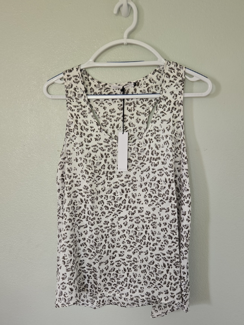 Three Eighty Two x Revolve | NWT White Cheetah Print Racerback Tank Top Size Med